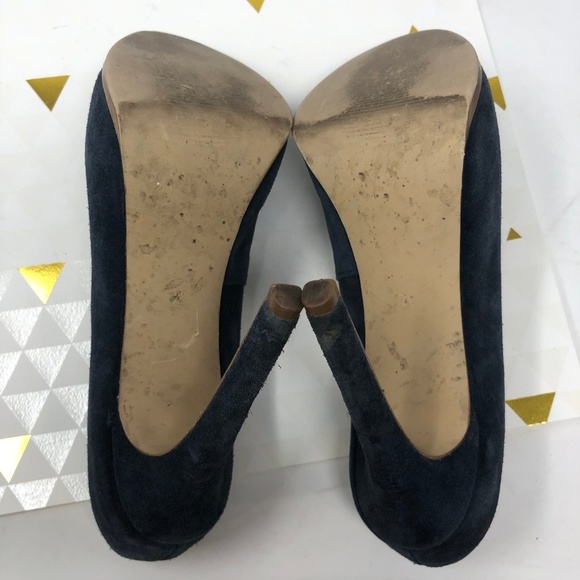 Kelsi by Kelsi Dagger Blue Suede Laurie Heels 7.5 - Picture 6 of 6